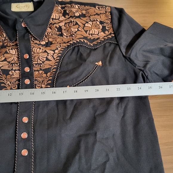 Scully Western Shirt Mens XL Embroidered Floral Cowboy Rodeo Pearl Snap - Picture 11 of 15